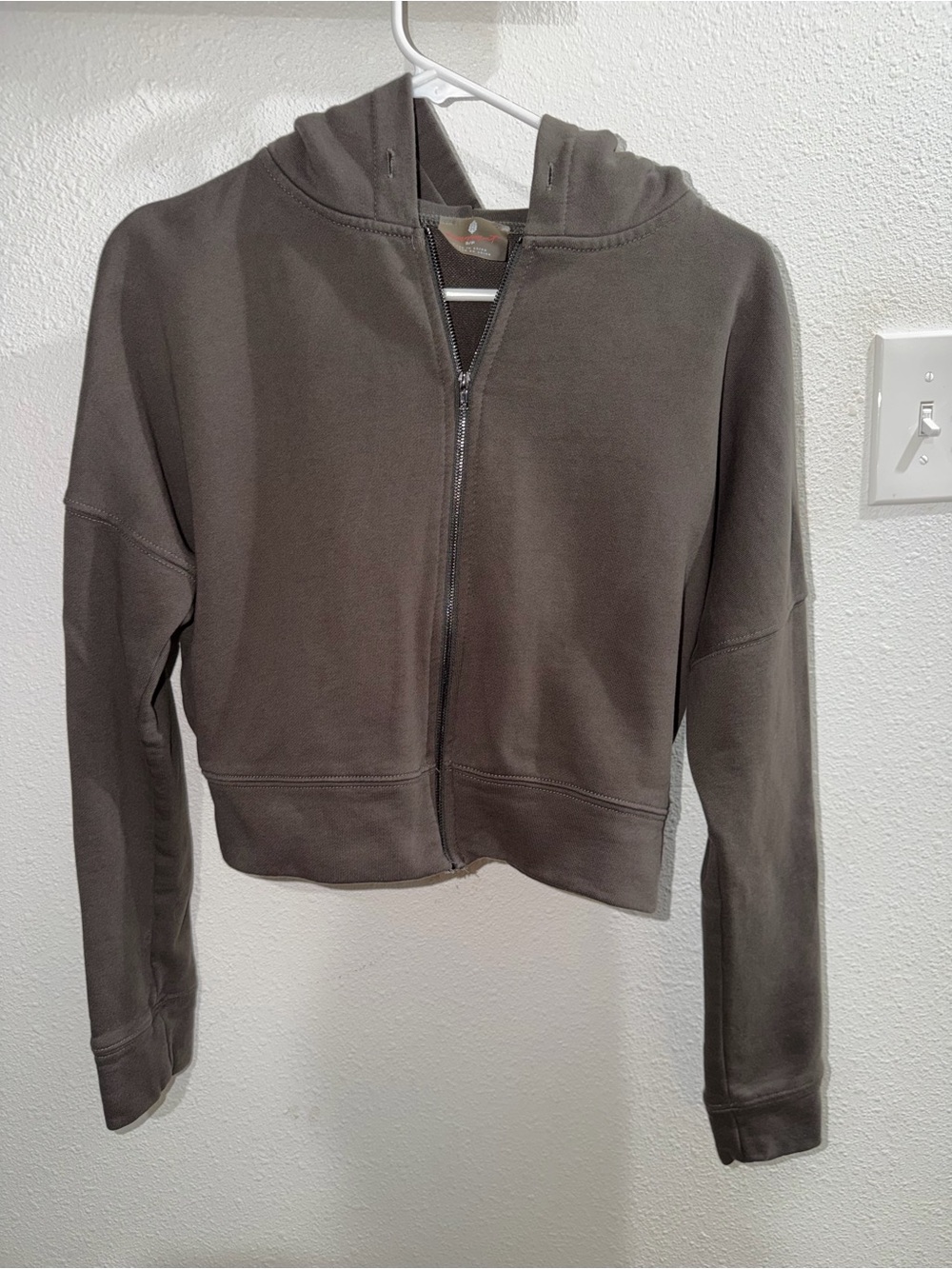 FP Movement by Free People Cropped Full Zip Hoodie in Dark Taupe - Picture 7 of 14